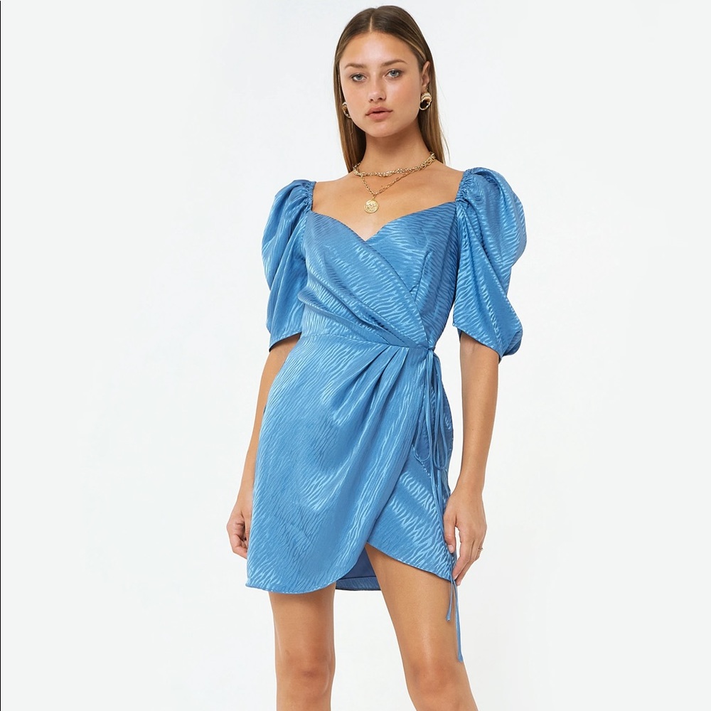 4SI3NNA Julie Cerulean Puff Sleeve Dress XS NWOT